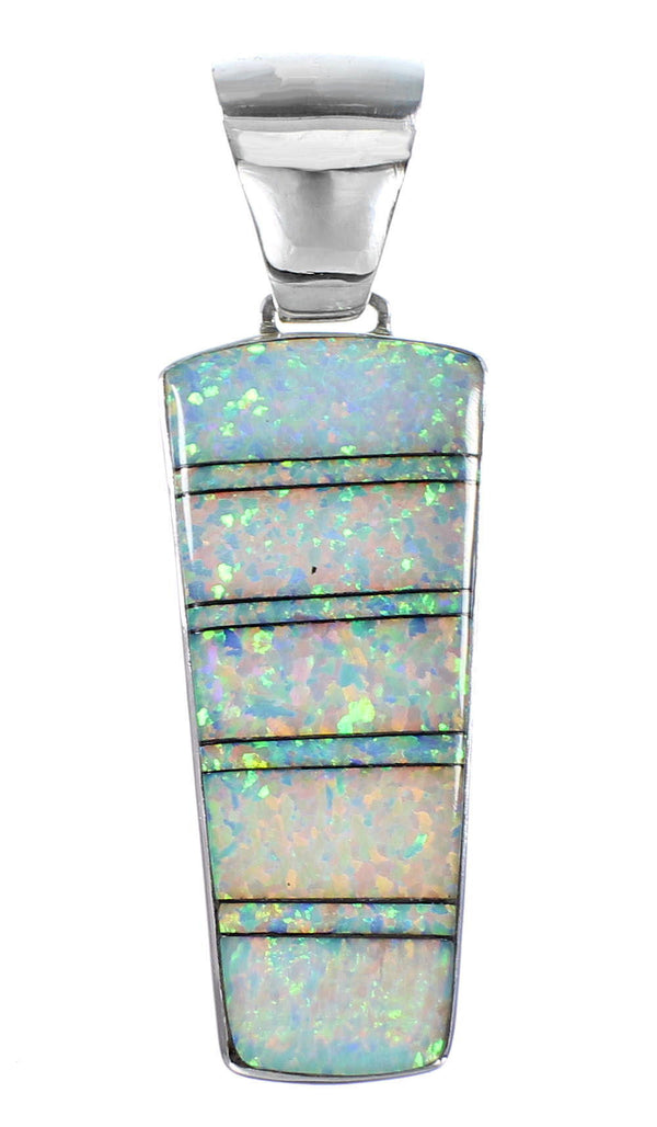 Opal Inlay Genuine Sterling Silver Southwest Pendant EX30628